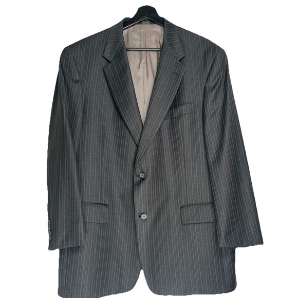Hart Schaffner Marx Gold Trumpeter Men's Blazer 43R Dark Gray Pinstriped - Picture 1 of 14